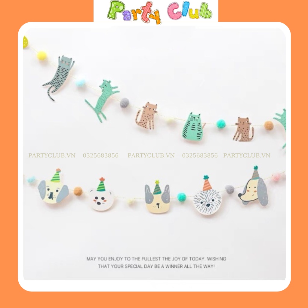 Dây treo hình chó mèo trang trí sinh nhật