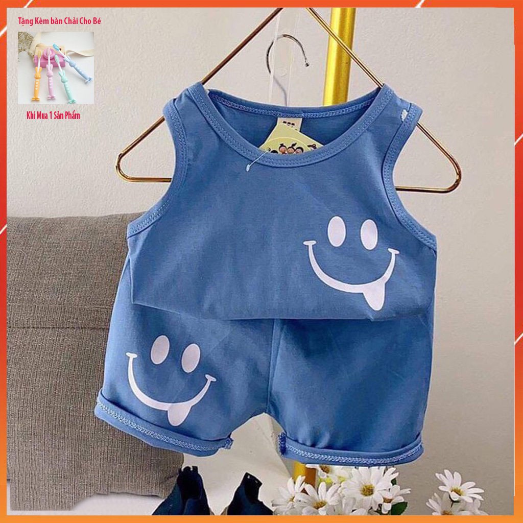 Bộ áo ba lỗ sát nách bé trai bé gái Hình Mặt Cười 100% Cotton. áo thun bé trai bé gái từ 6-18kg KANGMIN KIDS