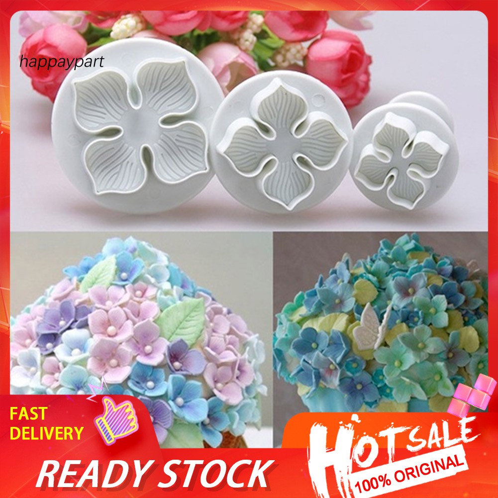 Set 3 Khuôn Tạo Hình Cánh Hoa Cẩm Tú Cầu Trang Trí Bánh