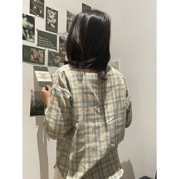 Áo sơ mi caro sọc nhỏ dài tay kiểu dáng basic nhiều màu sắc freesize - donulatte.clothing