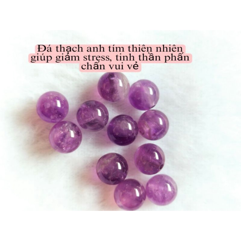 Viên đá tròn agat, quartz tóc đỏ, tóc vàng, tóc xanh xỏ DIY xỏ handmade làm vòng có nhiều màu