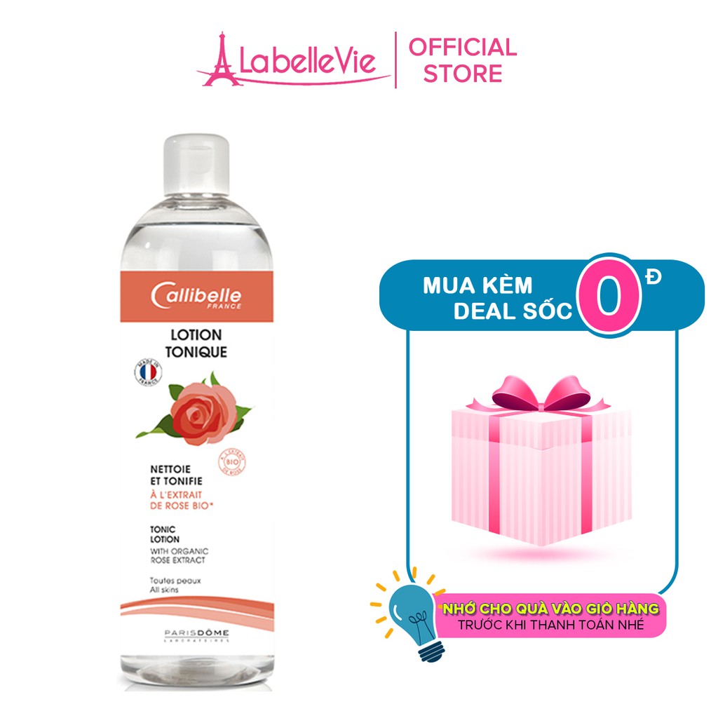 Nước hoa hồng hữu cơ dưỡng da, tái tạo, cân bằng da và se khít lỗ chân lông Callibelle 500ml (1178)