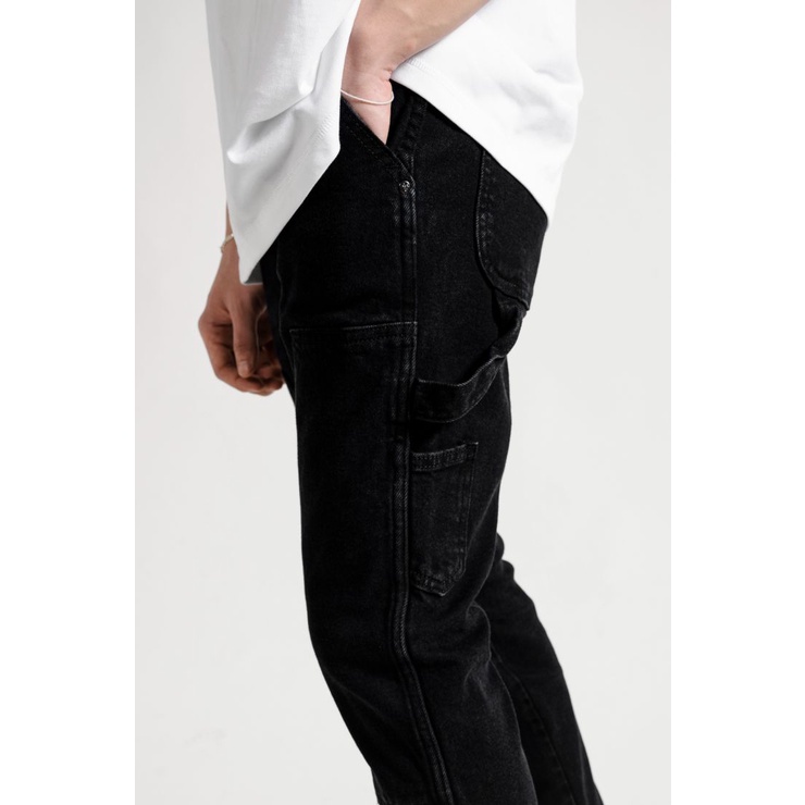 OWL BRAND® DOUBLE KNEE SKINNY JEANS - Quần jeans dài may đắp dáng ôm / Đen wash - OWL191021