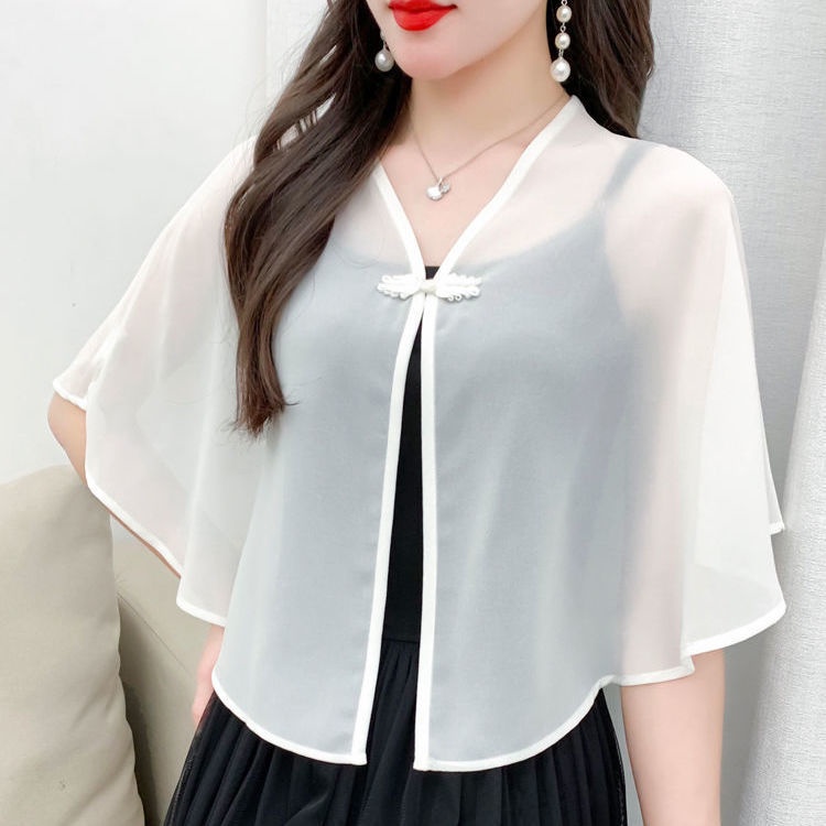 Áo Khoác Cardigan Ngắn Dáng Rộng Chất Liệu Vải Voan Thời Trang Mùa Hè Mới Cho Nữ