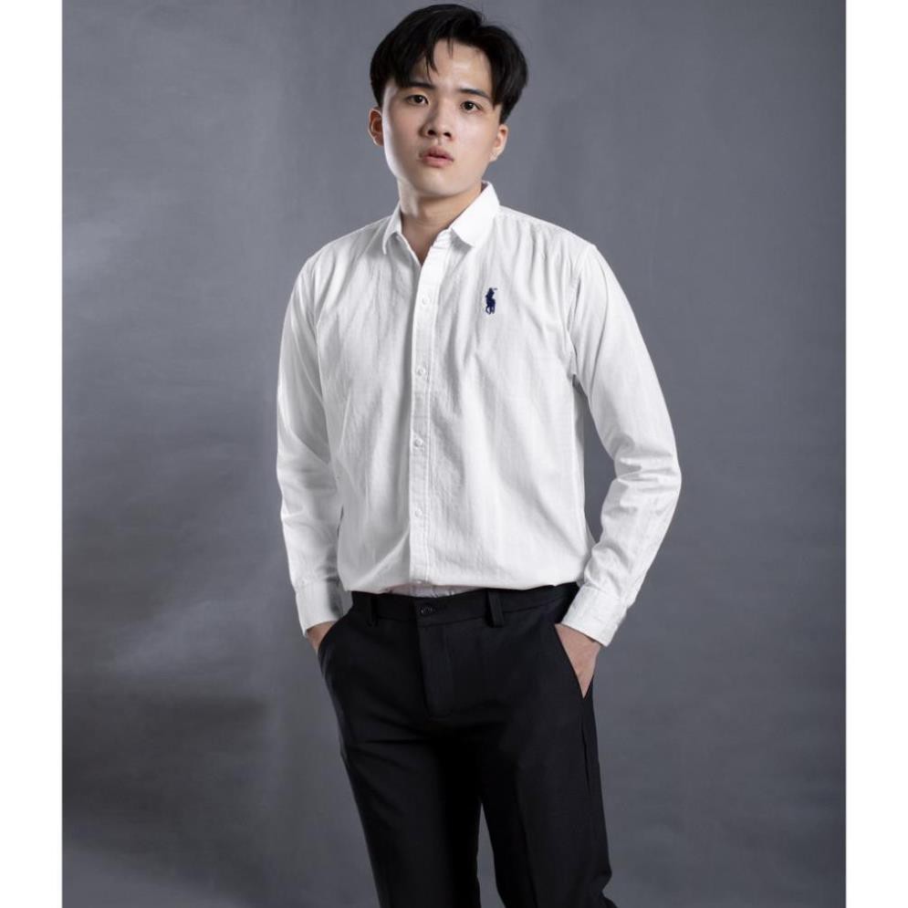 Áo sơ mi nam dài tay trắng thêu logo LADOS - 787