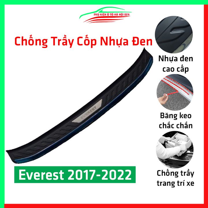 Ốp chống trầy cốp ngoài nhựa đen Everest 2017 2018 2019 2020 hàng loại 1 dán cốp sau chống xước trang trí xe