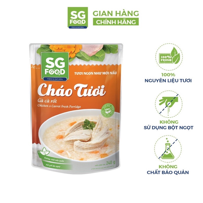 Combo 15 gói cháo tươi SG Food 240 đủ vị