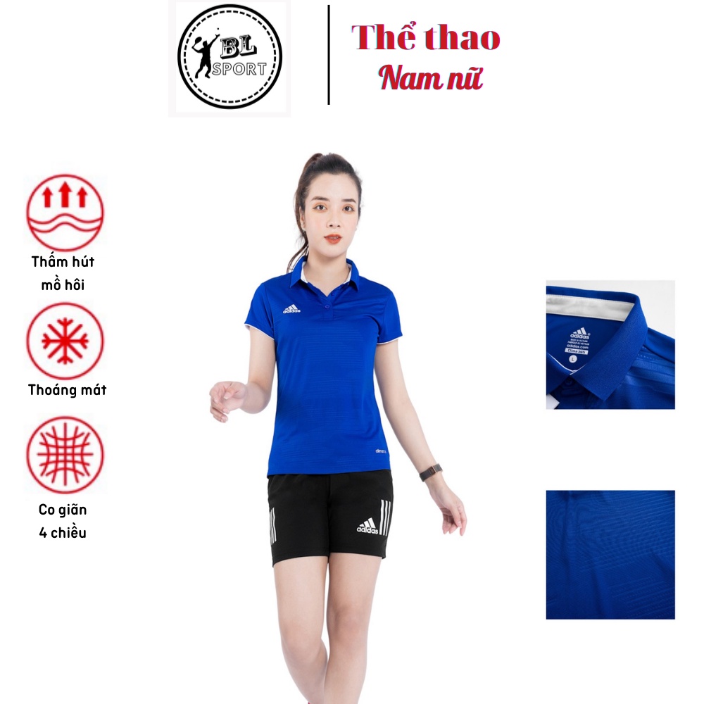 Áo thể thao nữ Adidas thun lạnh ép vân cao cấp, tôn dáng, co giãn 4 chiều, thấm hút mồ hôi, phù hợp cả đi chơi và đi làm
