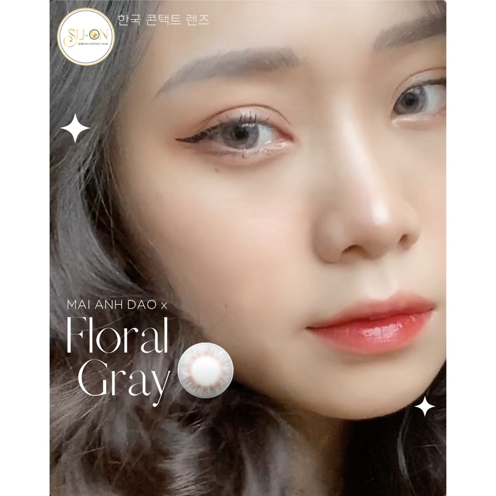 [Video thật] Lens xám tây FLORAL GRAY, kính áp tròng Hàn Quốc chính hãng 14,2mm, lens cận 6 tháng êm mềm