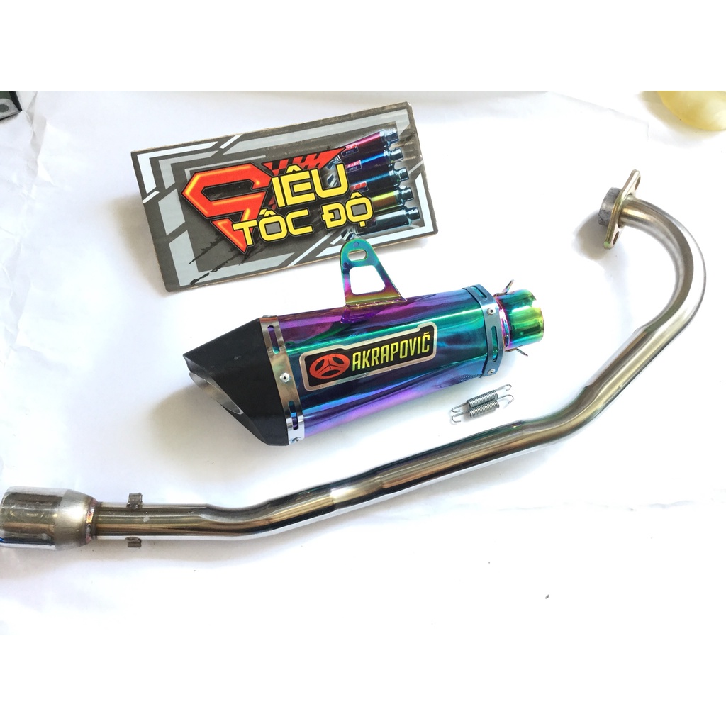 Bộ pô akapovic 7 màu FULL CỔ INOX THẲNG WAVE, SI, CUP, DREAM, EXCITER, WINER, SONIC, RAIDER FI, SATRIA, GSX