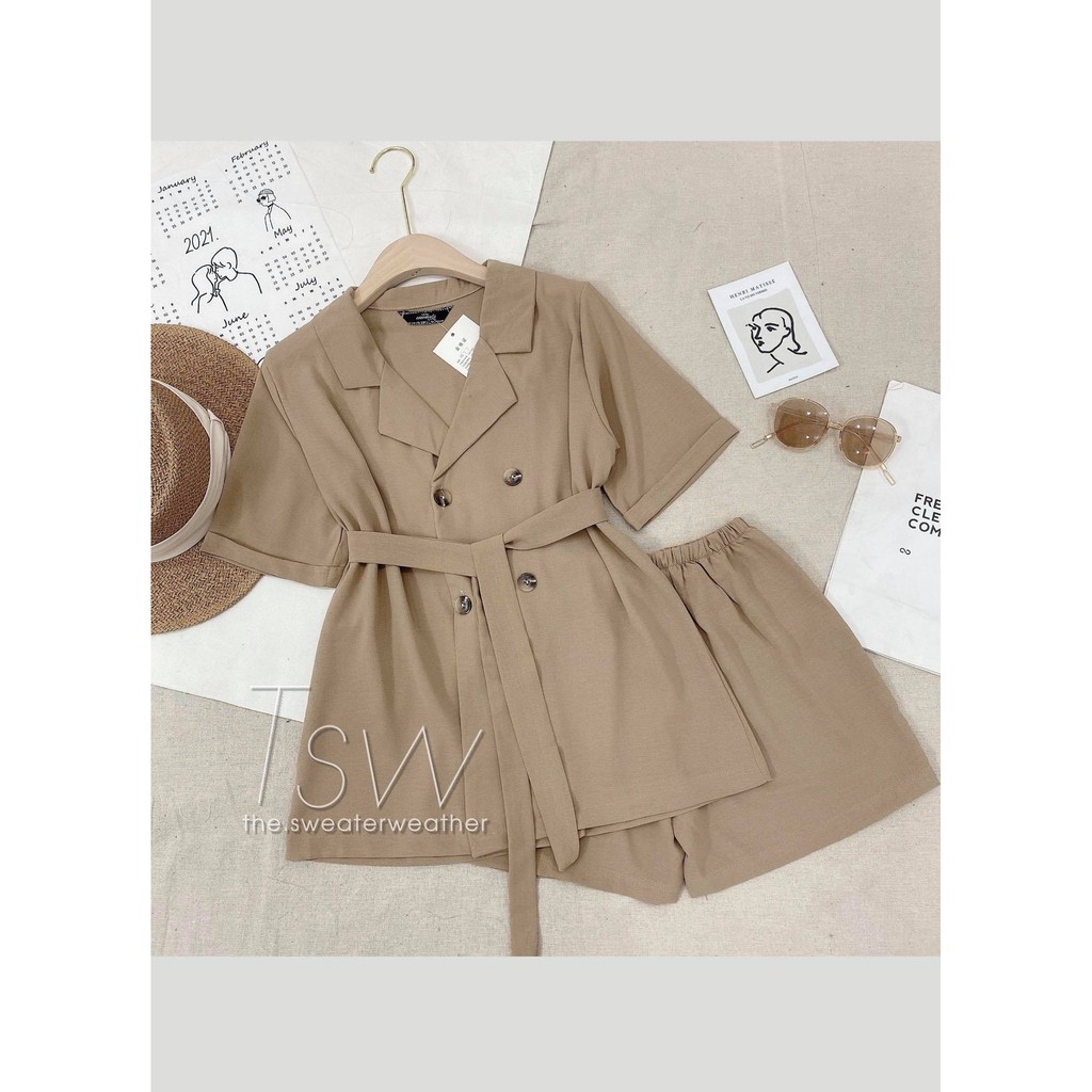 Set áo blazer kèm quần short thắt eo (Ảnh thật) | BigBuy360 - bigbuy360.vn