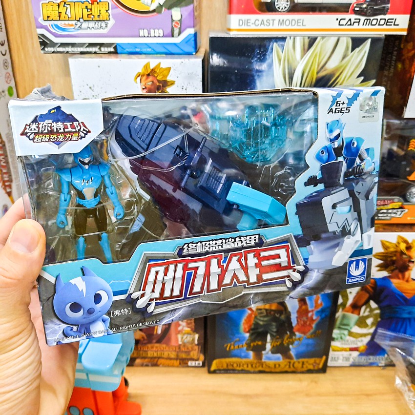 Mô hình miniforce Khủng long Megalodon cá mập &amp; Siêu nhân Volt đồ chơi trẻ em biệt đội siêu nhân nhí