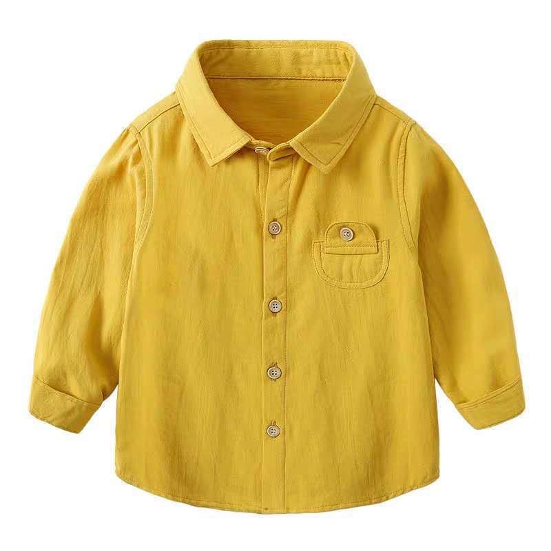 Áo sơ mi trơn dài tay cổ đức nhiều màu cho bé trai cao 80-150cm, nặng 8-35kg