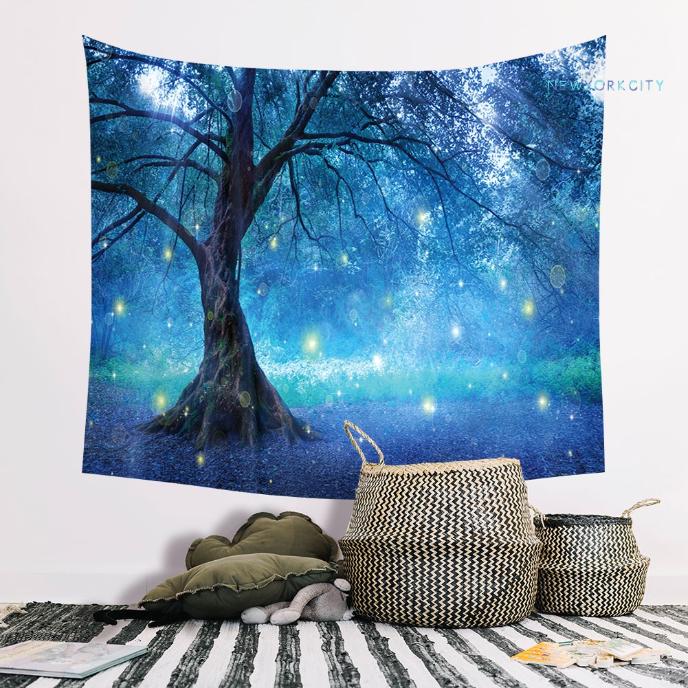 Thảm Treo Tường Trang Trí In Họa Tiết Hoa Hướng Dương / Bầu Trời Sao Rừng
