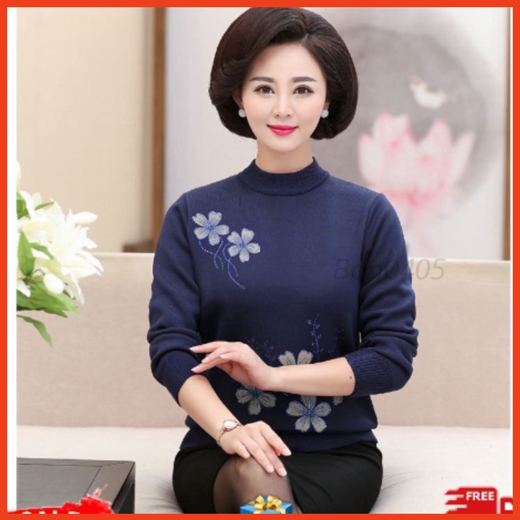 Áo Len Nữ Trung Niên, Áo Len Cho Mẹ Cho Bà Lót Nỉ Dày Ấm.