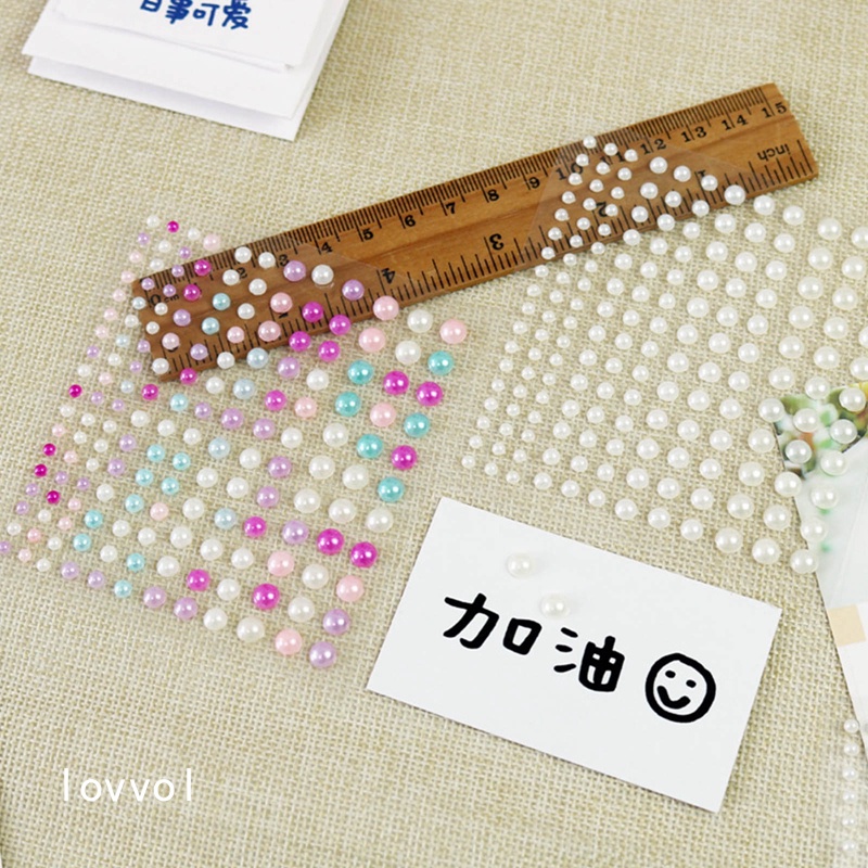 Set 1 Tờ / 165 Sticker Hạt Ngọc Trai Bán Nguyệt Bằng Nhựa Trang Trí Sổ Tay DIY