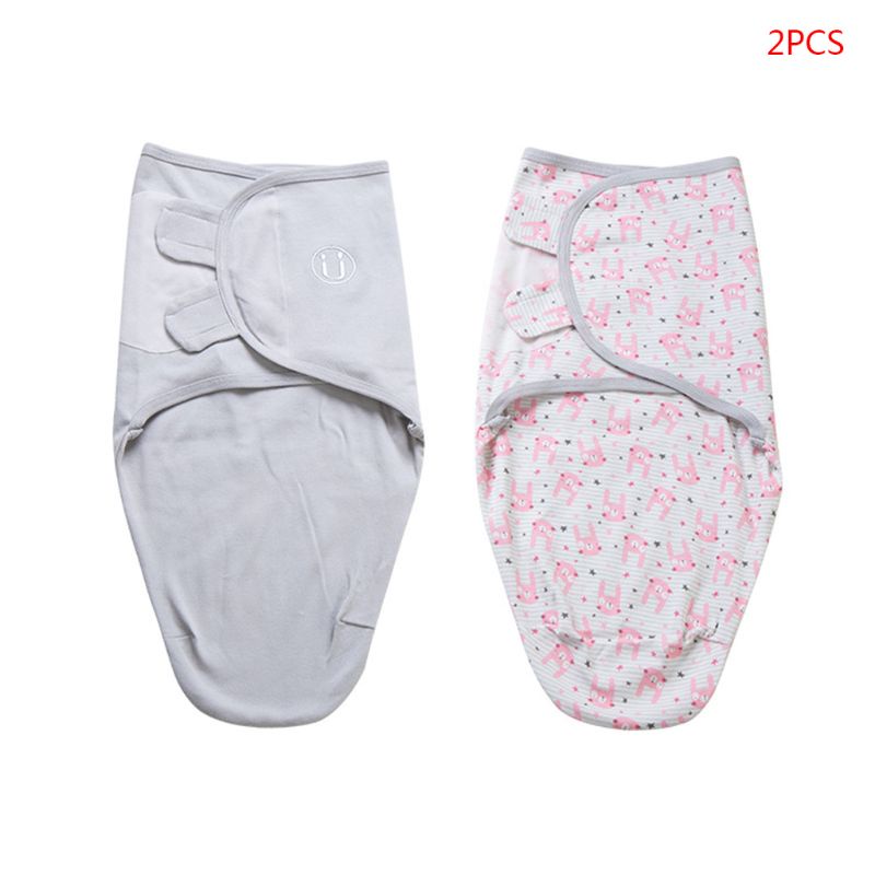 Set 2 Chăn Quấn Em Bé Sơ Sinh 0-2 Tháng Tuổi Bằng Chất Liệu Cotton Mềm Hình Kén