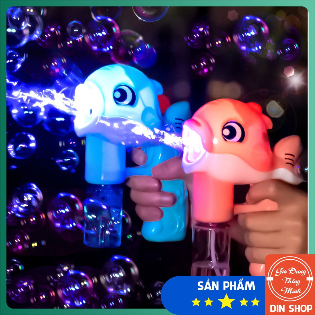 Cá heo thổi bong bóng ❤️CÓ ĐÈN❤️ Súng đồ chơi bắn bong bóng xà phòng hình cá heo có đèn cho bé