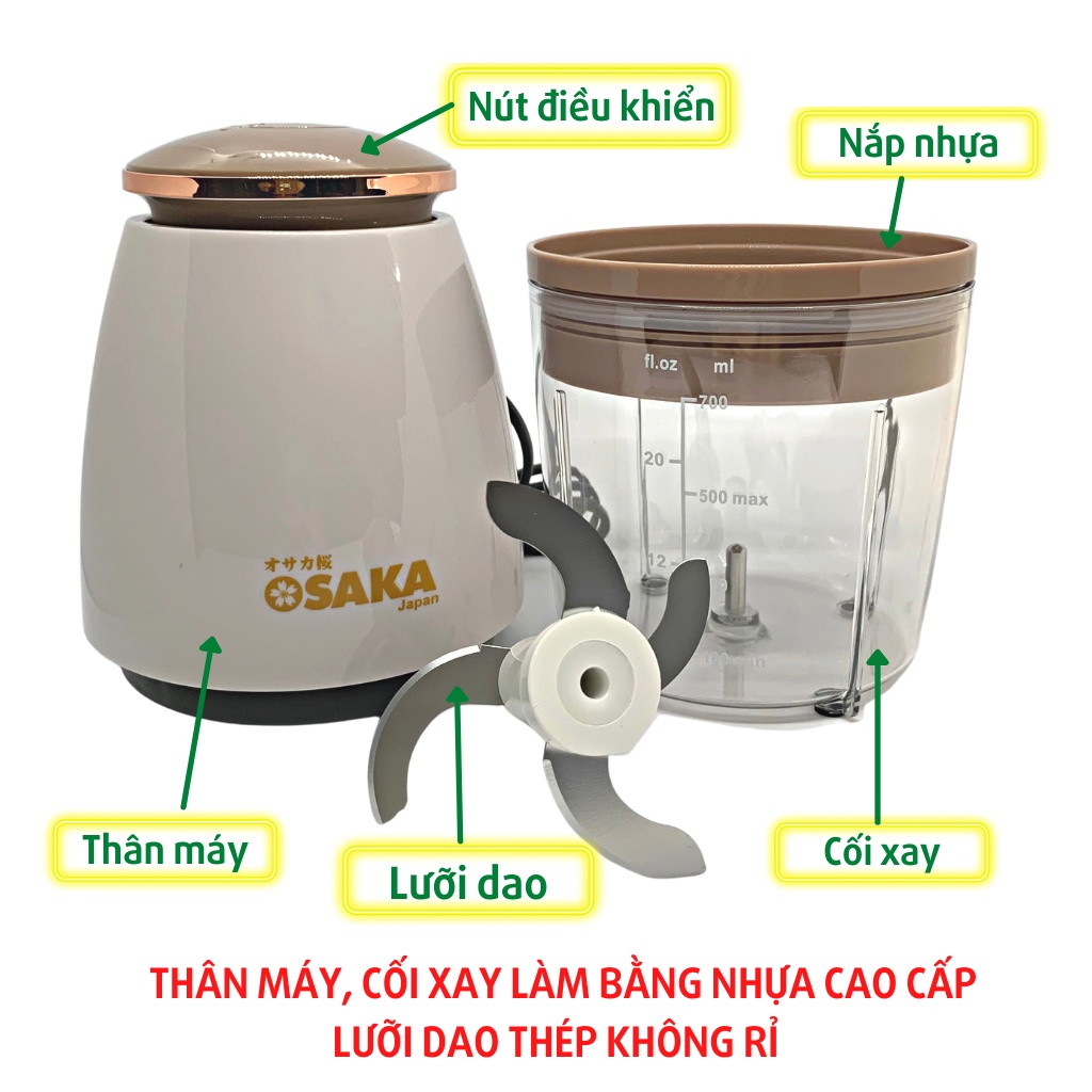 Máy xay đa năng OSAKA cầm tay chính hãng mẫu mới cối xay 750ml