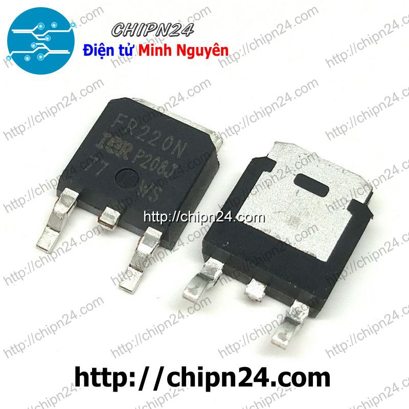 [2 CON] Mosfet Dán FR220 TO-252 5A 200V Kênh N  (SMD Dán) (IRFR220NTRPBF FR220N IRFR FR 220)