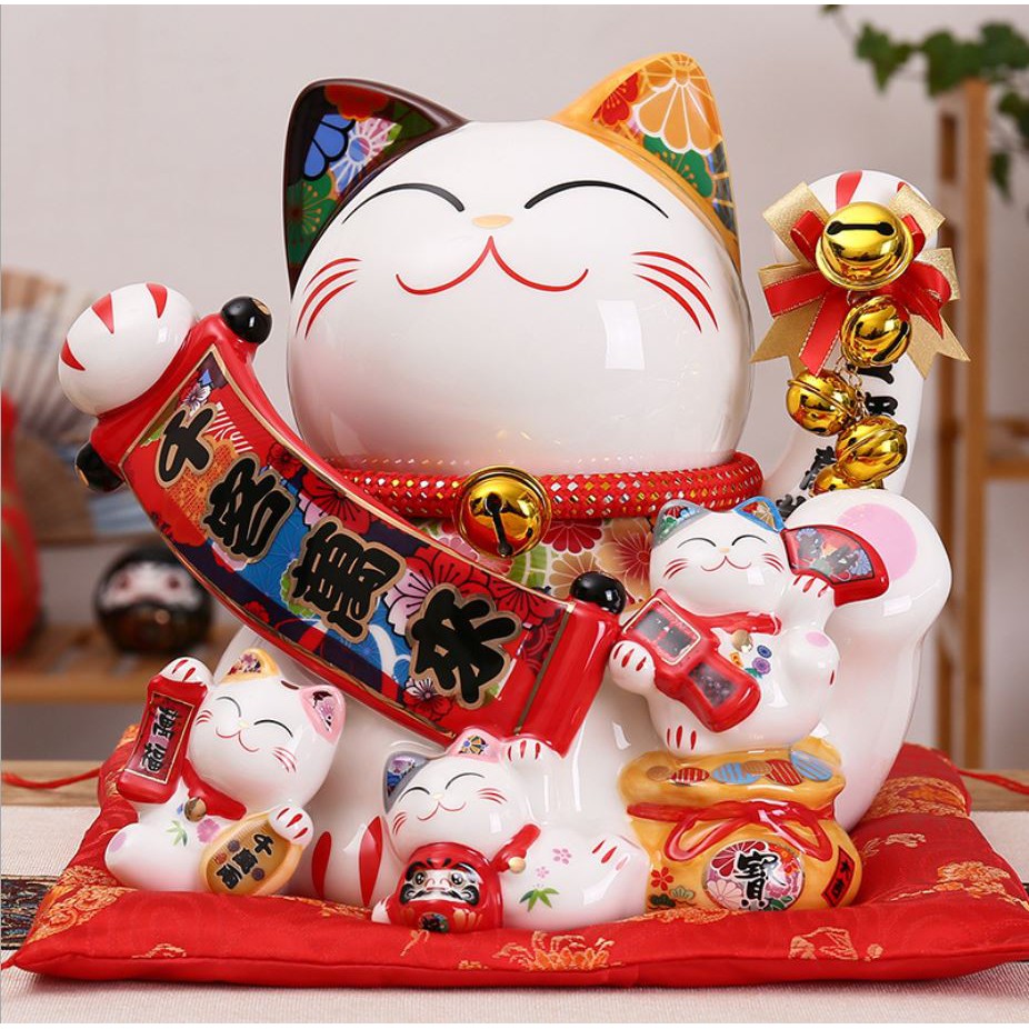 TOP Mèo Thần Tài Đẹp Độc Lạ Từ Nghệ Nhân Nhật Bản – Phiên Bản Giới Hạn - Mèo Tay Cố Định Ko Vẫy Tay – Có Lỗ Đựng Tiền