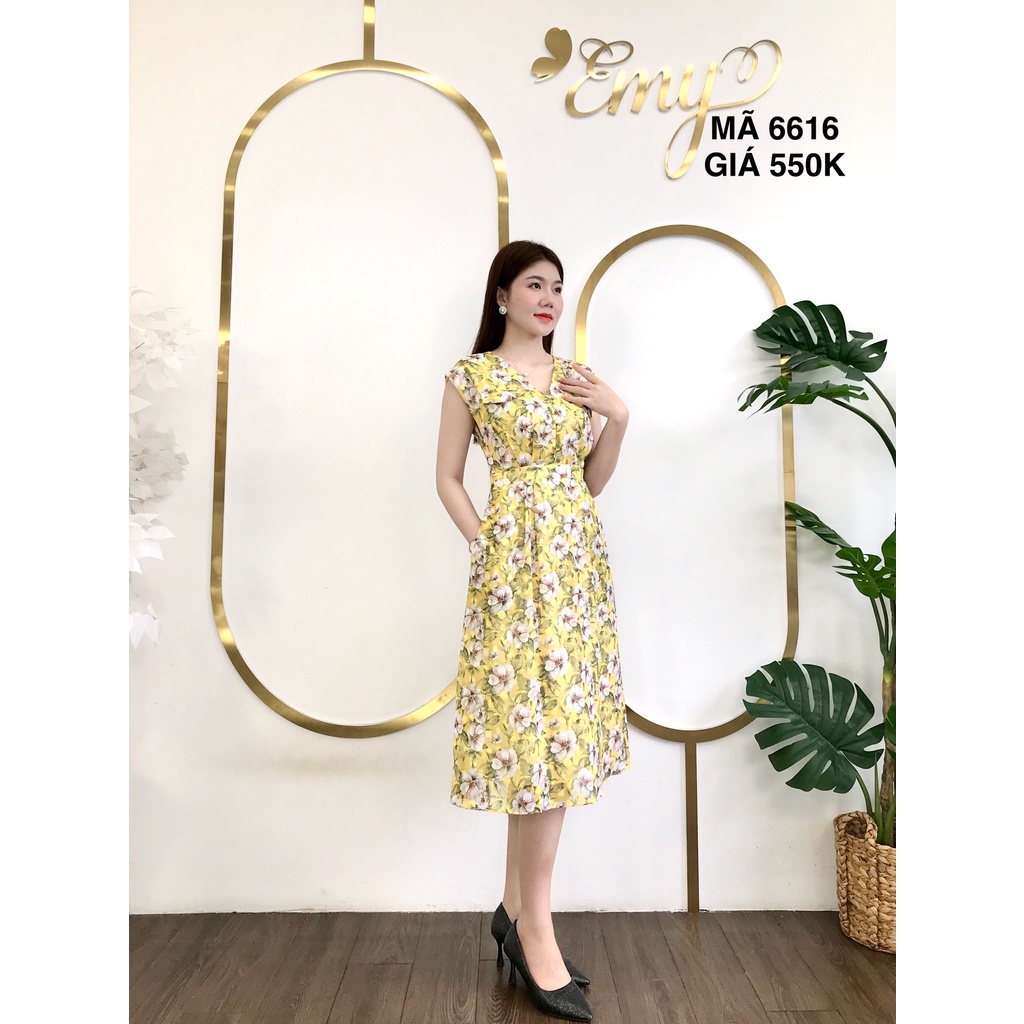 Váy EMY EM6616 Xòe Hoa Tay Chồm Có Túi