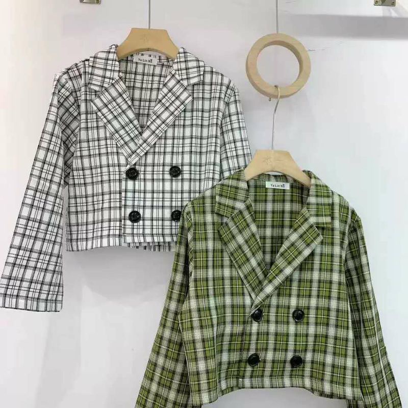 Áo Vest Nữ Khoác Ngoài Sọc Caro Kiểu Hàn Quốc Cá Tính Thời Trang