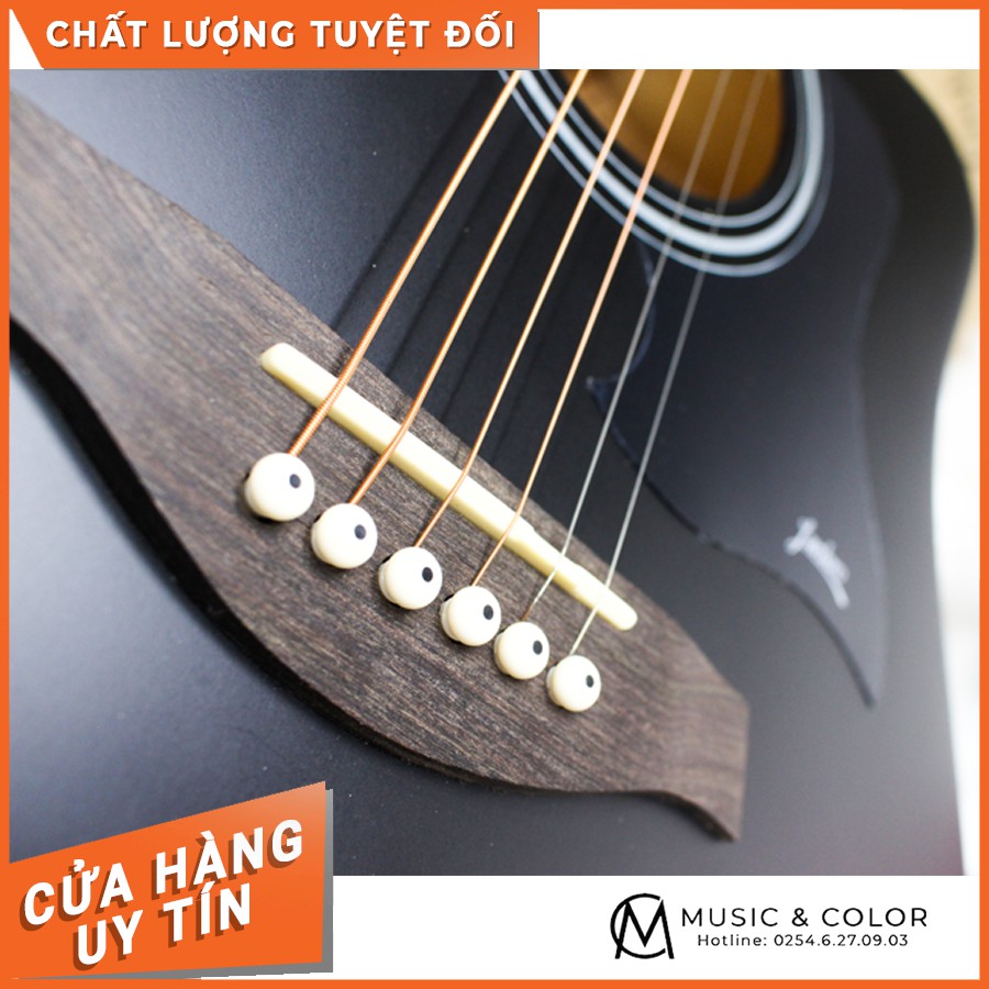 Guitar Acoustic Lankro LK41 đen nhám full phụ kiện - Nhạc cụ Music & Color