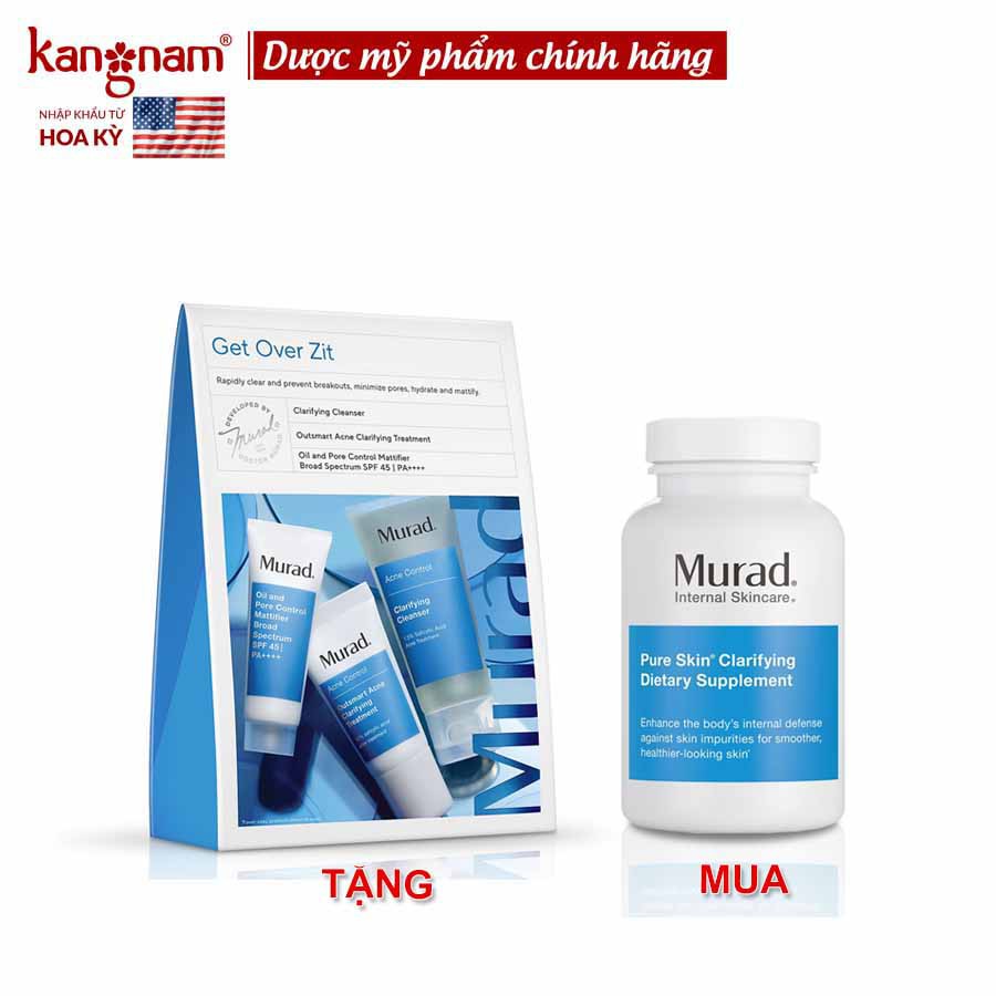 Viên uống hỗ trợ giảm mụn Murad (120 viên/ hộp) + Gel ngừa mụn Clarifying Oil-Free Water Gel (50ml) TẶNG 30 day acne kit