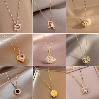 Dây chuyền đính đá 100% titan nguyên chất không gỉ nhiều mẫu tuỳ chọn thời trang thanh lịch 2021 cho nữ