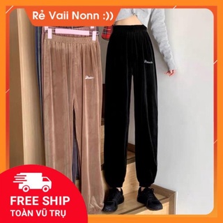 MS397 Quần nhung nữ thêu chữ bo gấu siêu ấm