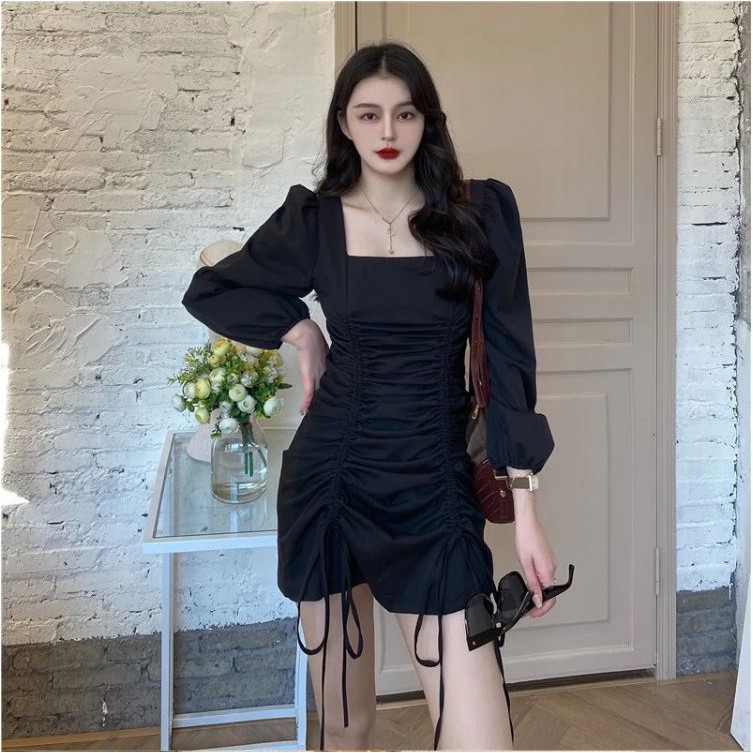 [SALE CHÀO HÈ] Váy chun body rút dây cổ vuông tay bồng | BigBuy360 - bigbuy360.vn