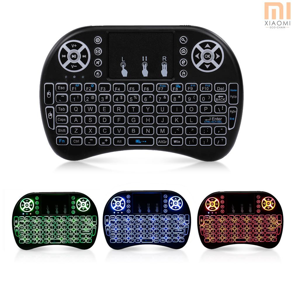 【shine】Air Mouse Keyboard 2.4G Wireless RF Remote Control Backlit Multimedia Remote Touchpad Rechargeable Combos Handheld Keyboard (Black)