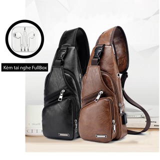 Túi Đeo Chéo Da Xịn Không Nổ Size Lớn, Balo Nam Thời Trang Đi Học Cao Cấp Có Cổng Sạc Điện Thoại