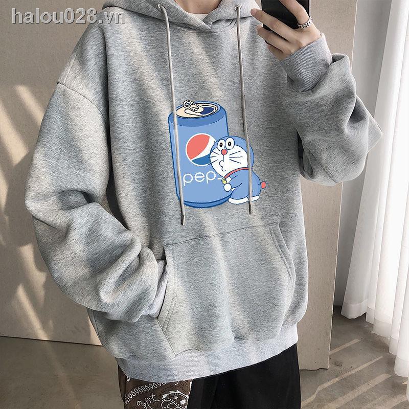 Áo Hoodie Dáng Rộng Có In Hình Doraemon Xinh Xắn Cho Các Cặp Đôi