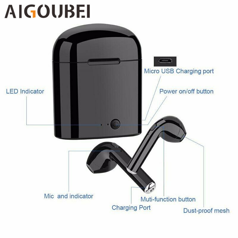 Tai nghe bluetooth không dây I7S  TWS có micro hỗ trợ tập thể thao thích hợp cho Apple IPhone Xiaomi