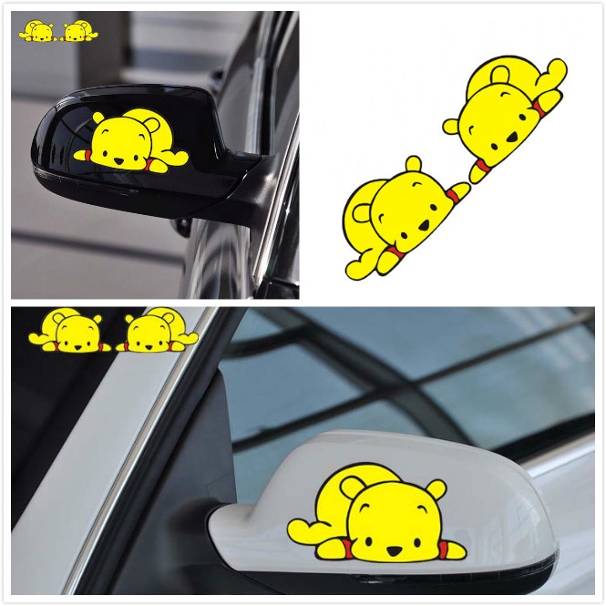 Sticker Dán Kính Chiếu Hậu Hình Gấu Pooh Hoạt Hình