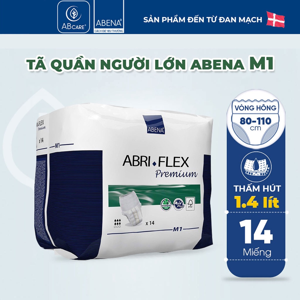 Combo 6 bịch tã quần người lớn Abena Abri Flex - Thấm hút 2.4 lít - Nhập khẩu Đan Mạch (14 miếng)