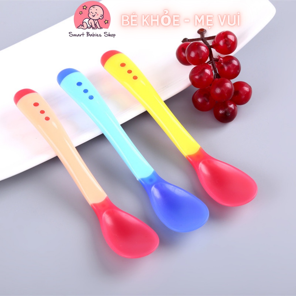 Thìa Ăn Dặm Đầu Silicol Mềm Có Báo Nóng, An Toàn Cho Bé