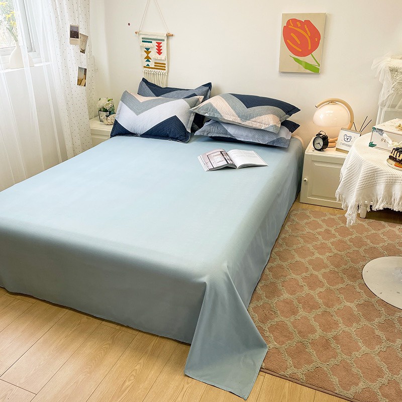 Chăn ga gối cotton poly - Mẫu Sóng xanh mới.
