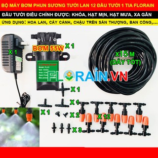 Bộ máy bơm phun sương tưới lan 12 béc tưới Flora tưới rau, cây cảnh, hoa phong lan sân thương ban công tự động Florainvn