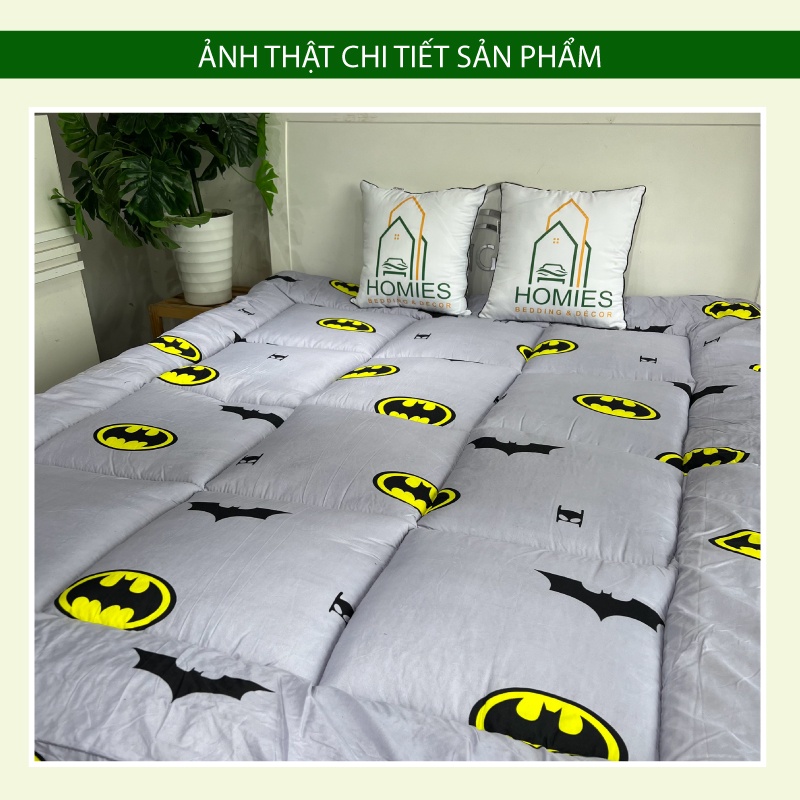 Nệm Topper Batman HOMIES Tấm làm mềm đệm cotton Đũi Hàn quốc mới nhất 2020 - Có Chun 4 Góc Cố Định Đệm