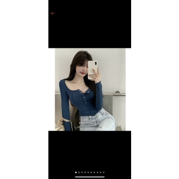 Áo kiểu tay dài vạt bầu nút bấm alohashop91