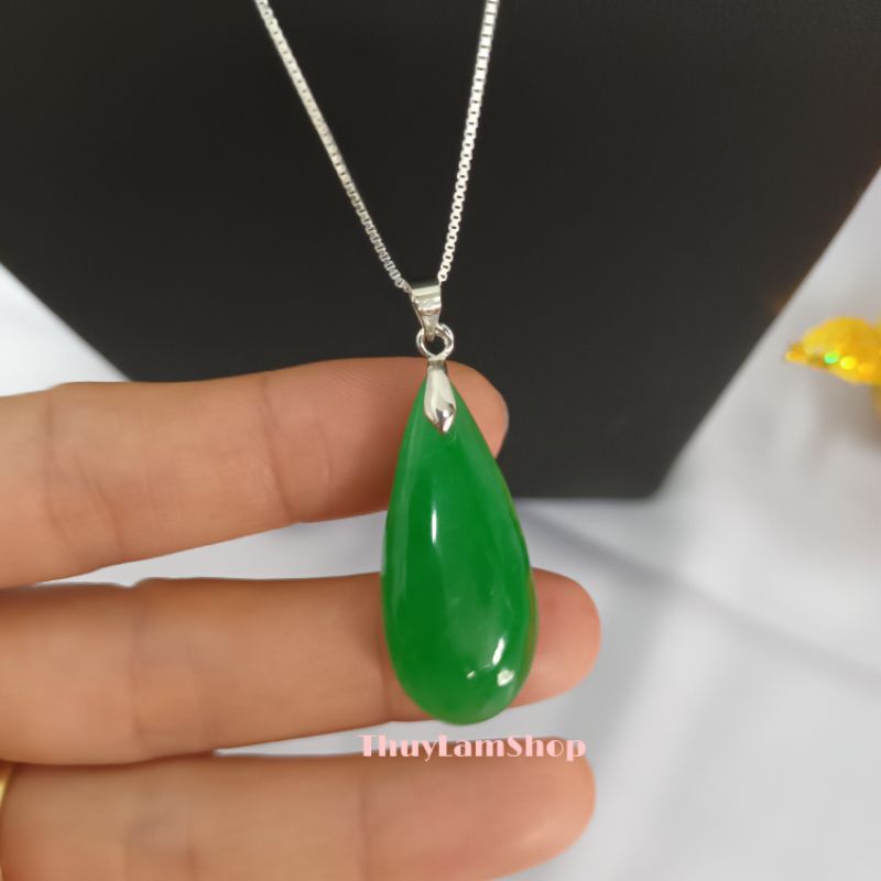 Vòng cổ dây chuyền bạc 925 vĩnh viễn bảo hành mix mặt đá giọt nước