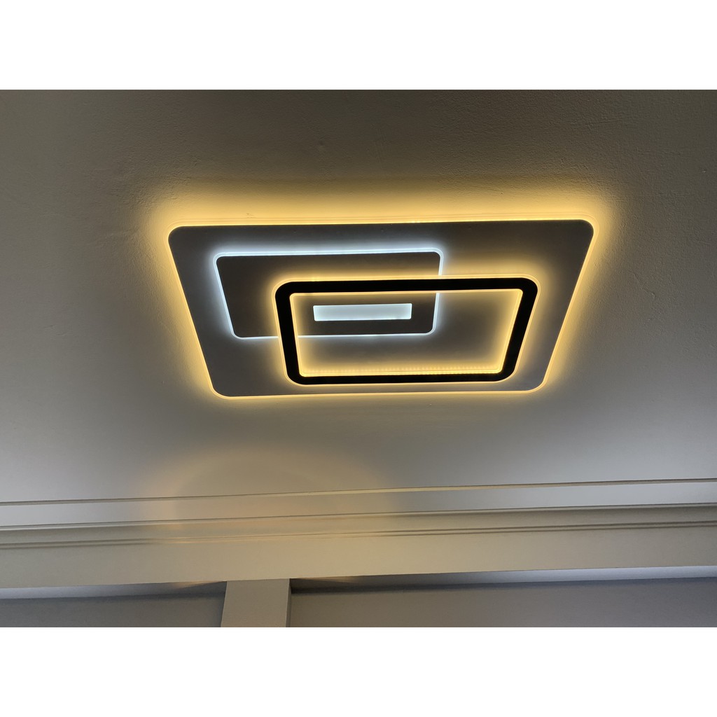 Đèn led ốp trần trang trí phòng khách phòng ngủ hình chữ nhật có 3 chế độ sáng tặng điều khiển bảo hành 12 tháng-Mã83hcn