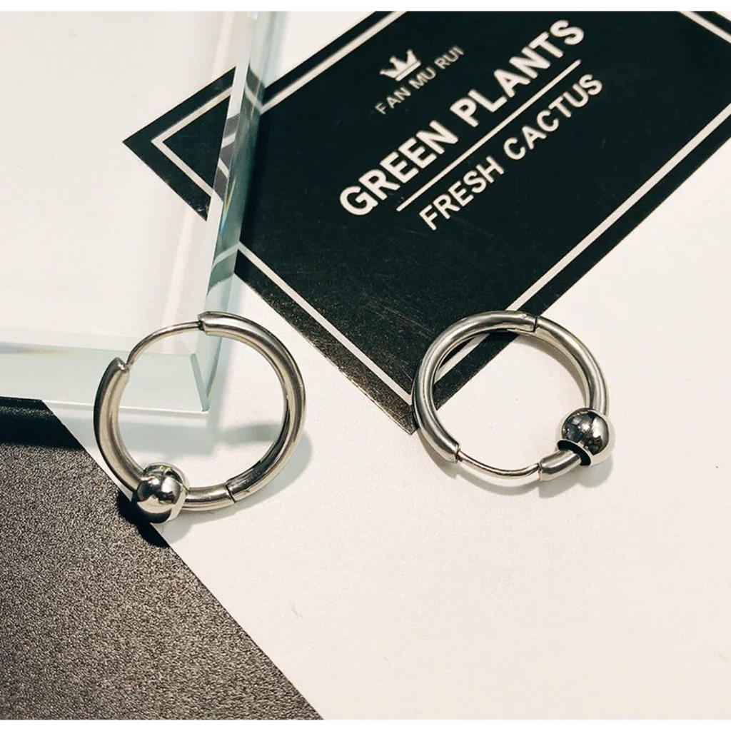 KHUYÊN TAI NAM UNISEX - KHUYÊN TAI TRÒN BASIC MIX BI INOX CÁ TÍNH