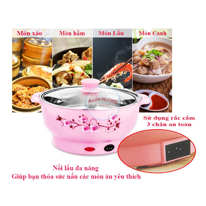 Nồi lẩu điện mini đường kính 24cm - 26cm đa năng cho gia đình 01035 – 01036 Buôn Rẻ