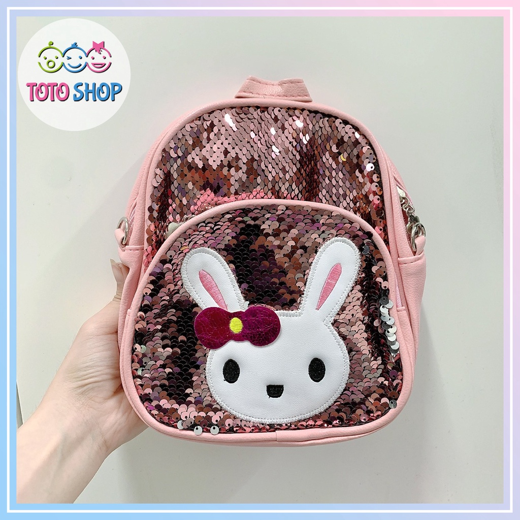 Balo Hình Tai Thỏ Đính Kim Sa Lấp Lánh Xinh Xắn Cho Bé Gái 1 đến 3 tuổi