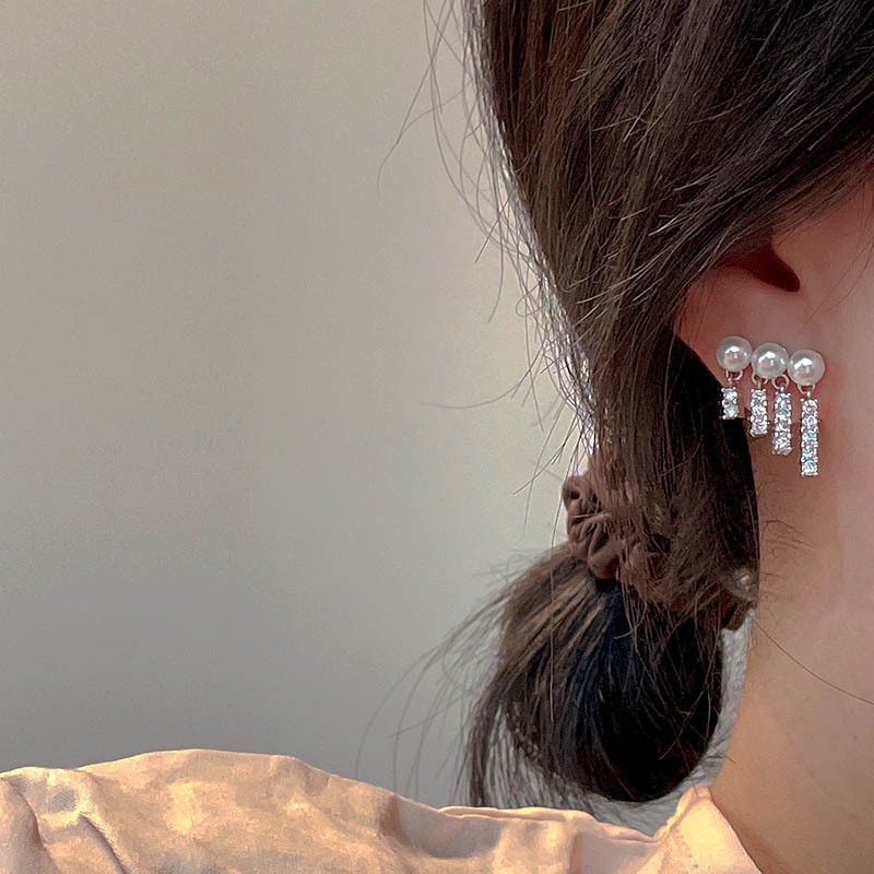 Bông Tai Mạ Bạc 2022 Liu Shishi Đính Ngọc Trai Sang Trọng