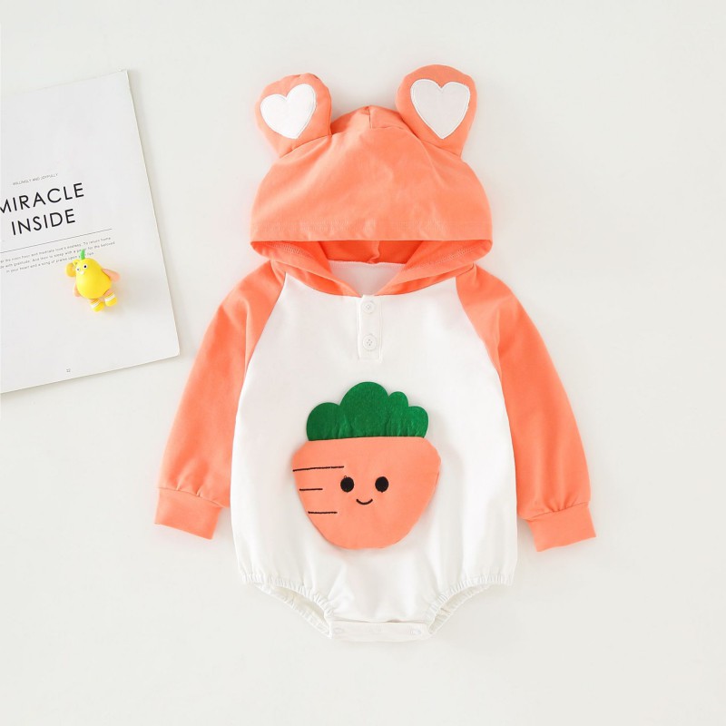 Áo Liền Quần Tay Dài Có Nón Dễ Thương Dành Cho Bé